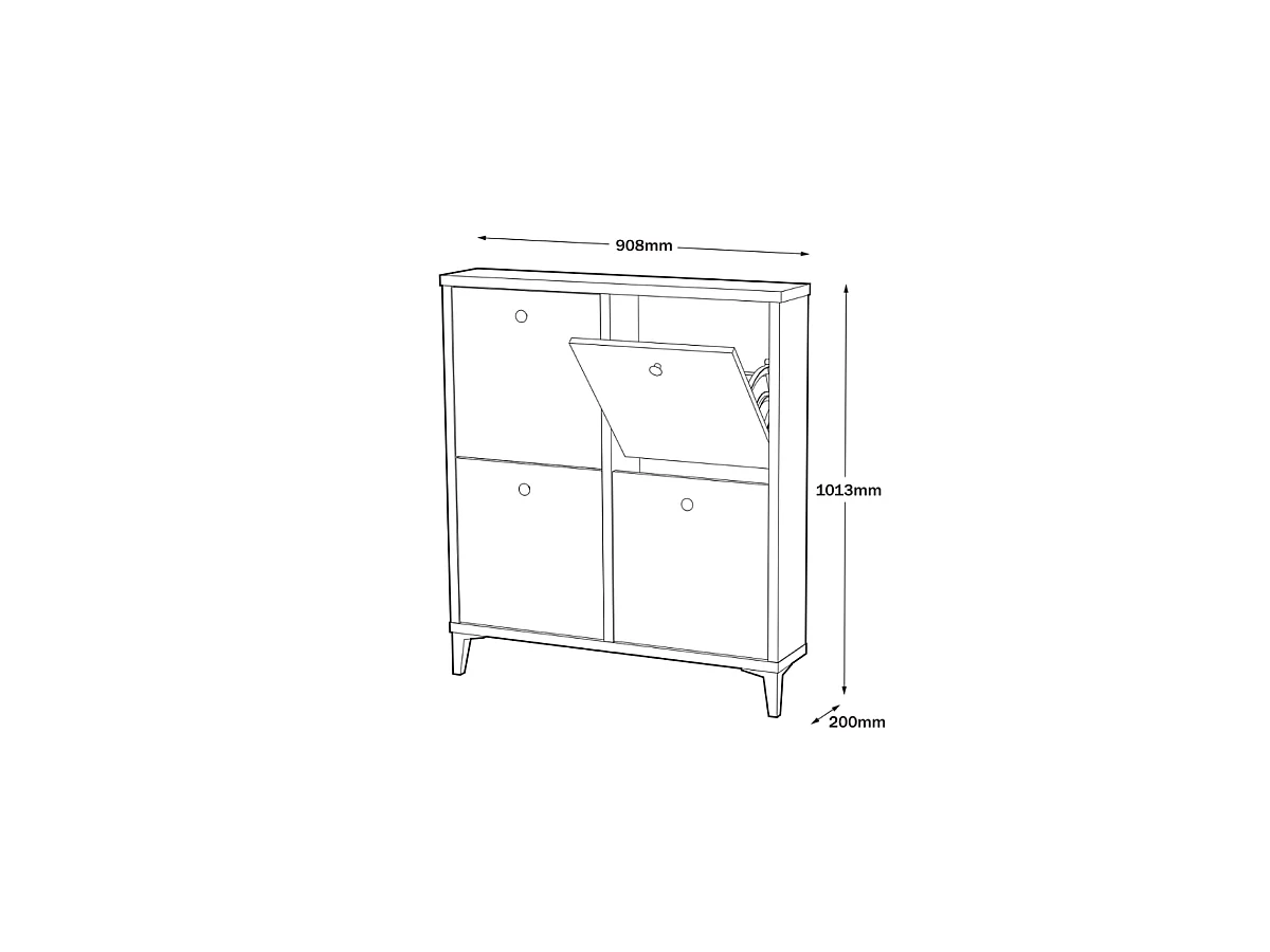 Zapatero cuatro trampones en blanco. 90.6 cm(ancho) 103 cm(altura) 20 cm(fondo)