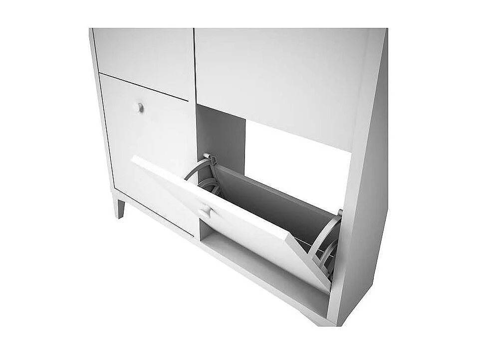 Zapatero cuatro trampones en blanco. 90.6 cm(ancho) 103 cm(altura) 20 cm(fondo)