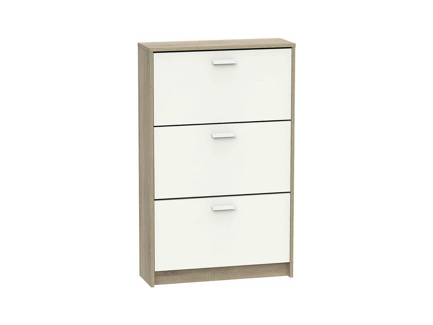 Zapatero 3 trampones Toledo en roble cambrian/blanco. 74cm(ancho) 119.5cm(altura) 25cm(fon