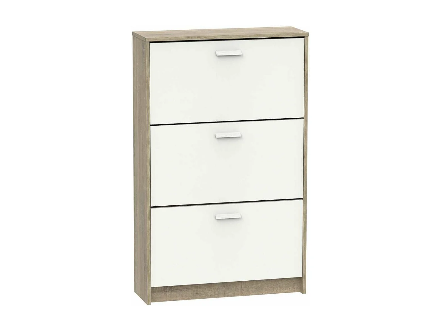 Zapatero 3 trampones Toledo en roble cambrian/blanco. 74cm(ancho) 119.5cm(altura) 25cm(fon