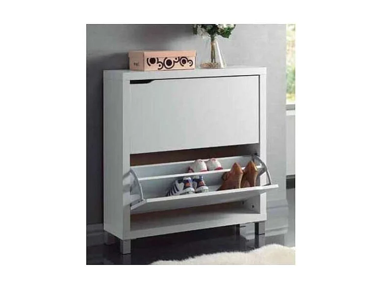 Zapatero 2 puertas kubox acabado blanco, 79 cm(ancho) 84 cm(altura) 24 cm(fondo)