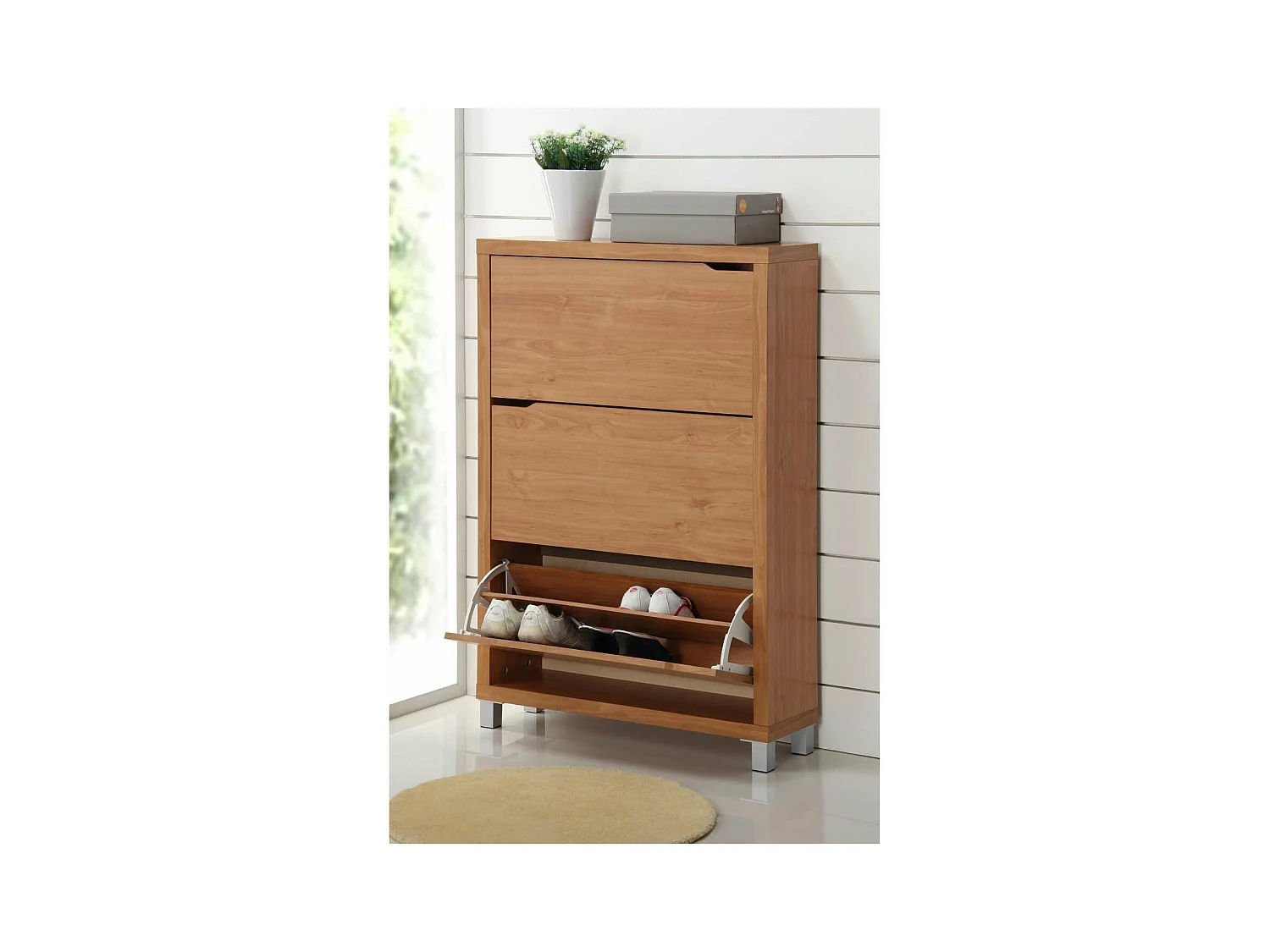 Zapatero 3 puertas kubox acabado maple, 79cm(ancho) 119cm(altura) 24cm(fondo)