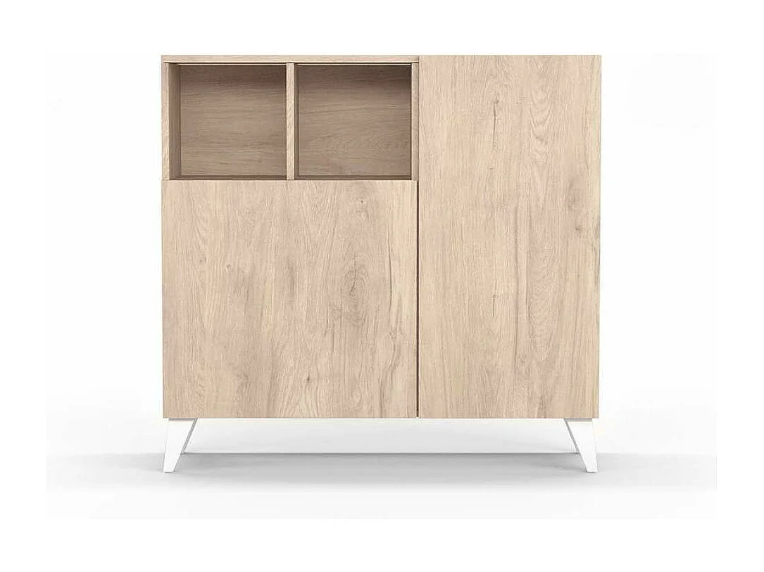 Zapatero modelo 510, acabado roble claro, patas blanco, 90x90x26 (alto x ancho x fondo)