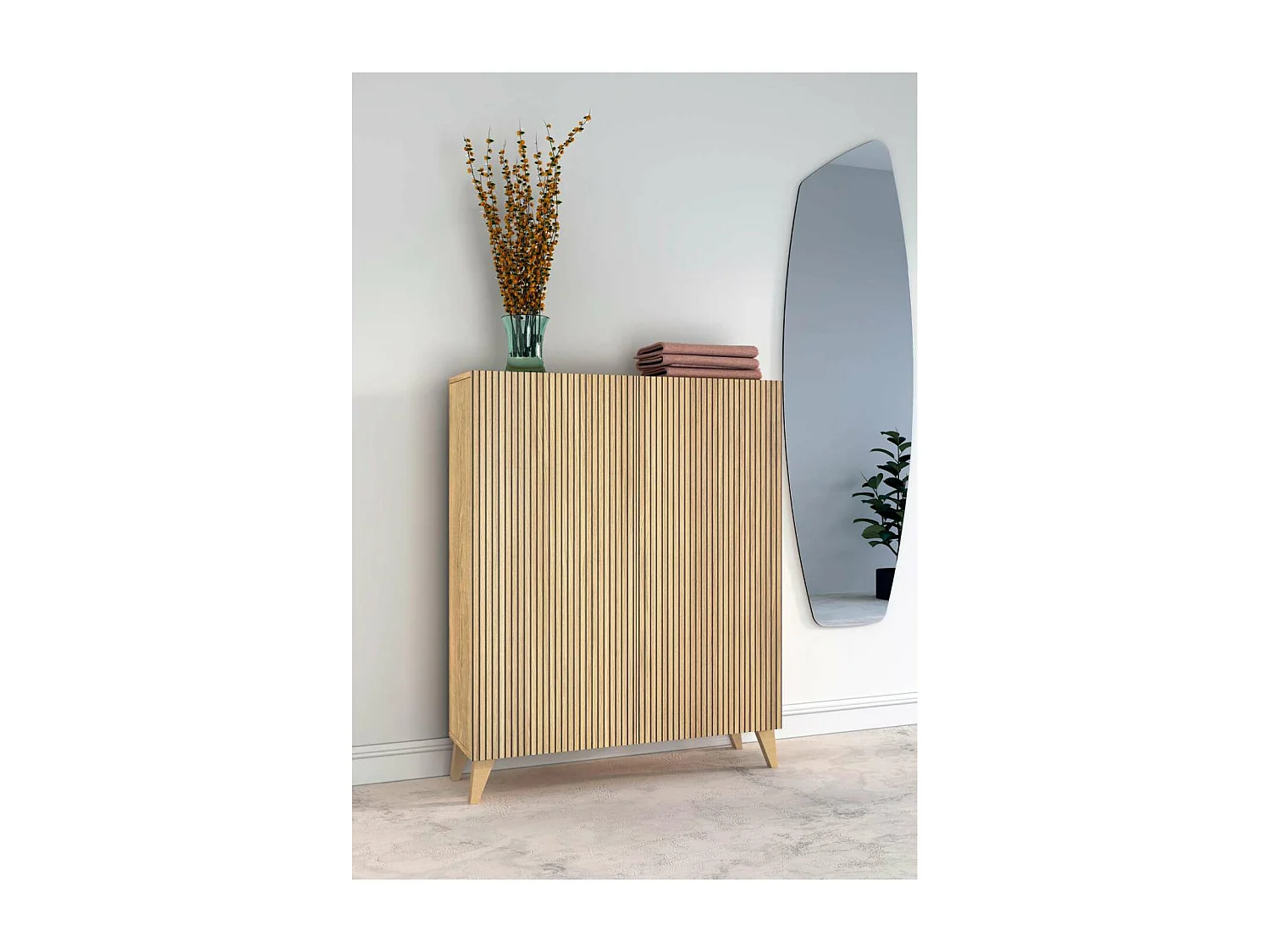 Zapatero 2 puertas modelo 514 acabado roble oscuro vallado, 112x90x27 (alto x ancho x fond