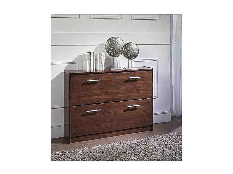 Zapatero 2 trampones acabado madera maciza de pino color nogal 80 cm(alto)110 cm(ancho)23