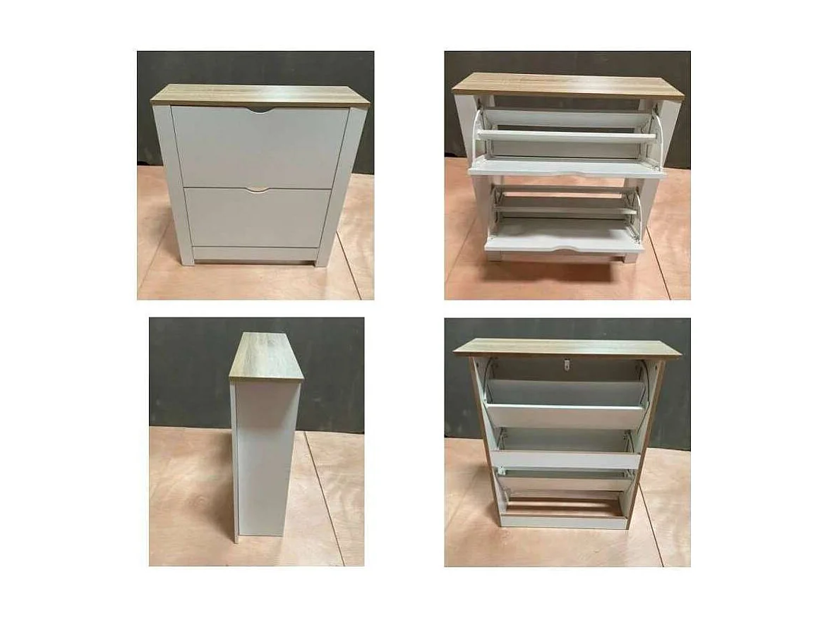 Armario Zapatero 2 trampones Md-Afacar acabado blanco 74cm(ancho) 81cm(altura) 24cm(fondo)