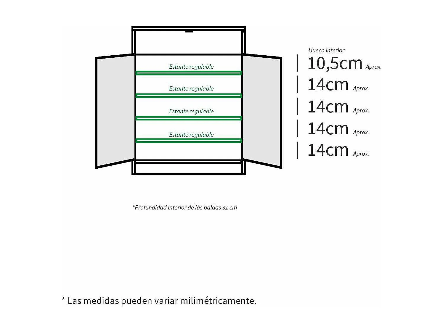 Armario zapatero Berlin en roble cambrian. 75 cm(ancho) 101 cm(altura) 36 cm(fondo)