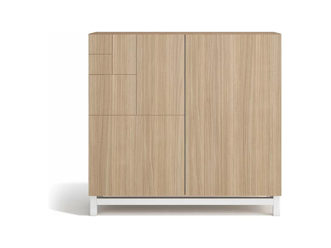 Zapatero 2 puertas modelo 513 acabado nogal oscuro patas blancas, 90x90x27 (alto x ancho x