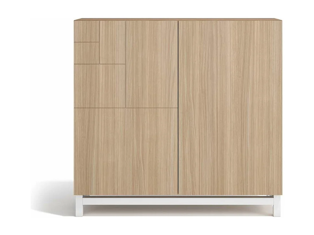 Zapatero 2 puertas modelo 513 acabado nogal oscuro patas blancas, 90x90x27 (alto x ancho x