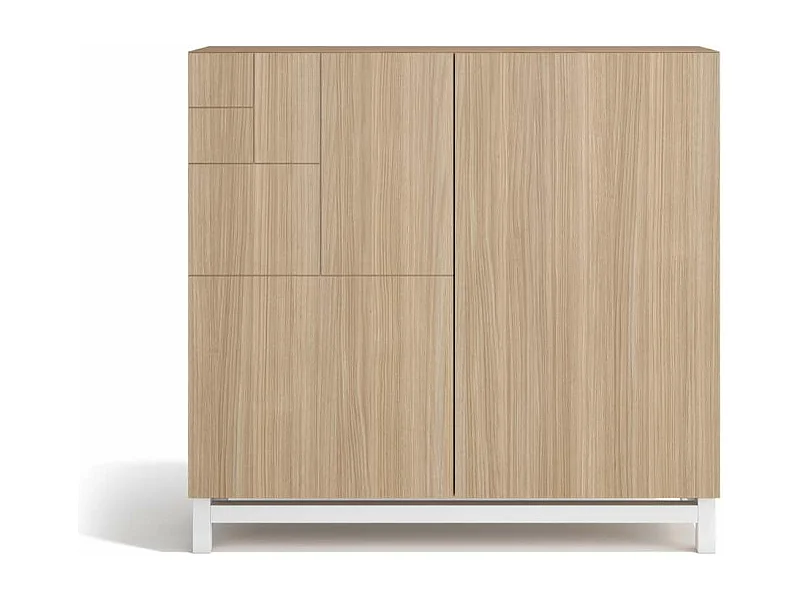 Zapatero 2 puertas modelo 513 acabado nogal oscuro patas blancas, 90x90x27 (alto x ancho x