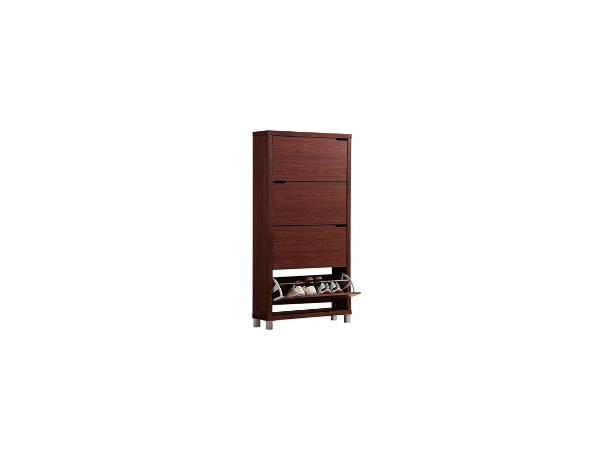Zapatero 4 puertas kubox acabado walnut, 79cm(ancho) 155cm(altura) 24cm(fondo)