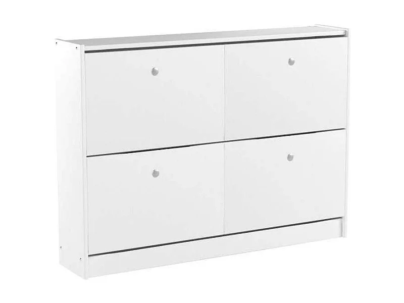 Zapatero de madera dos trampones tabac en acabado blanco lavado 80 cm(alto)110 cm(ancho)23