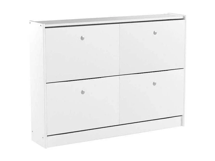 Zapatero de madera dos trampones tabac en acabado blanco lavado 80 cm(alto)110 cm(ancho)23