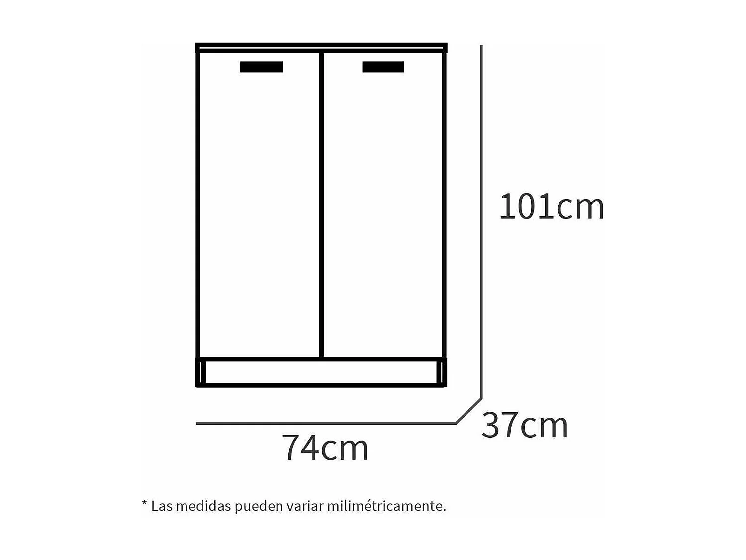 Armario bajo multiusos Tibet 2 puertas abatibles acabado blanco mate, 101 cm(alto)74 cm(an