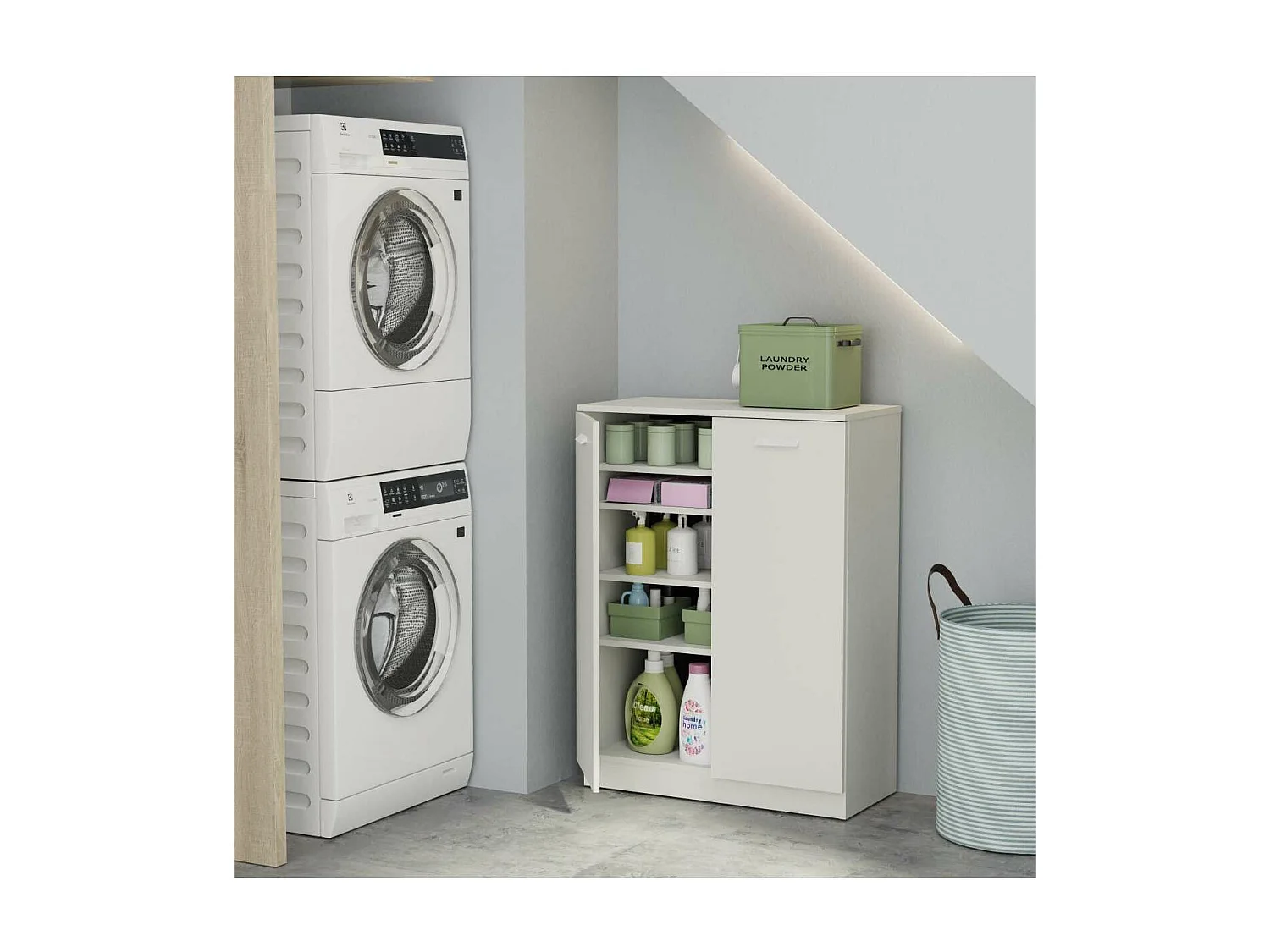 Armario bajo multiusos Tibet 2 puertas abatibles acabado blanco mate, 101 cm(alto)74 cm(an