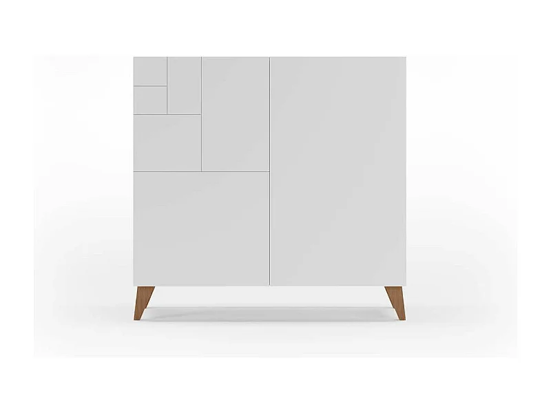 Zapatero modelo 512 acabado blanco patas nogal claro, 90x90x27 (alto x ancho x fondo)