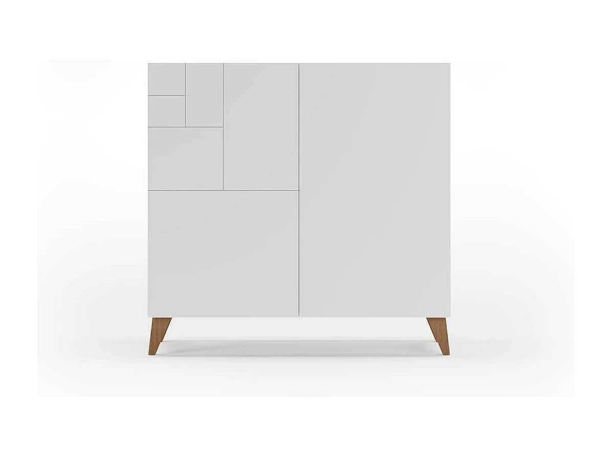 Zapatero modelo 512 acabado blanco patas nogal claro, 90x90x27 (alto x ancho x fondo)