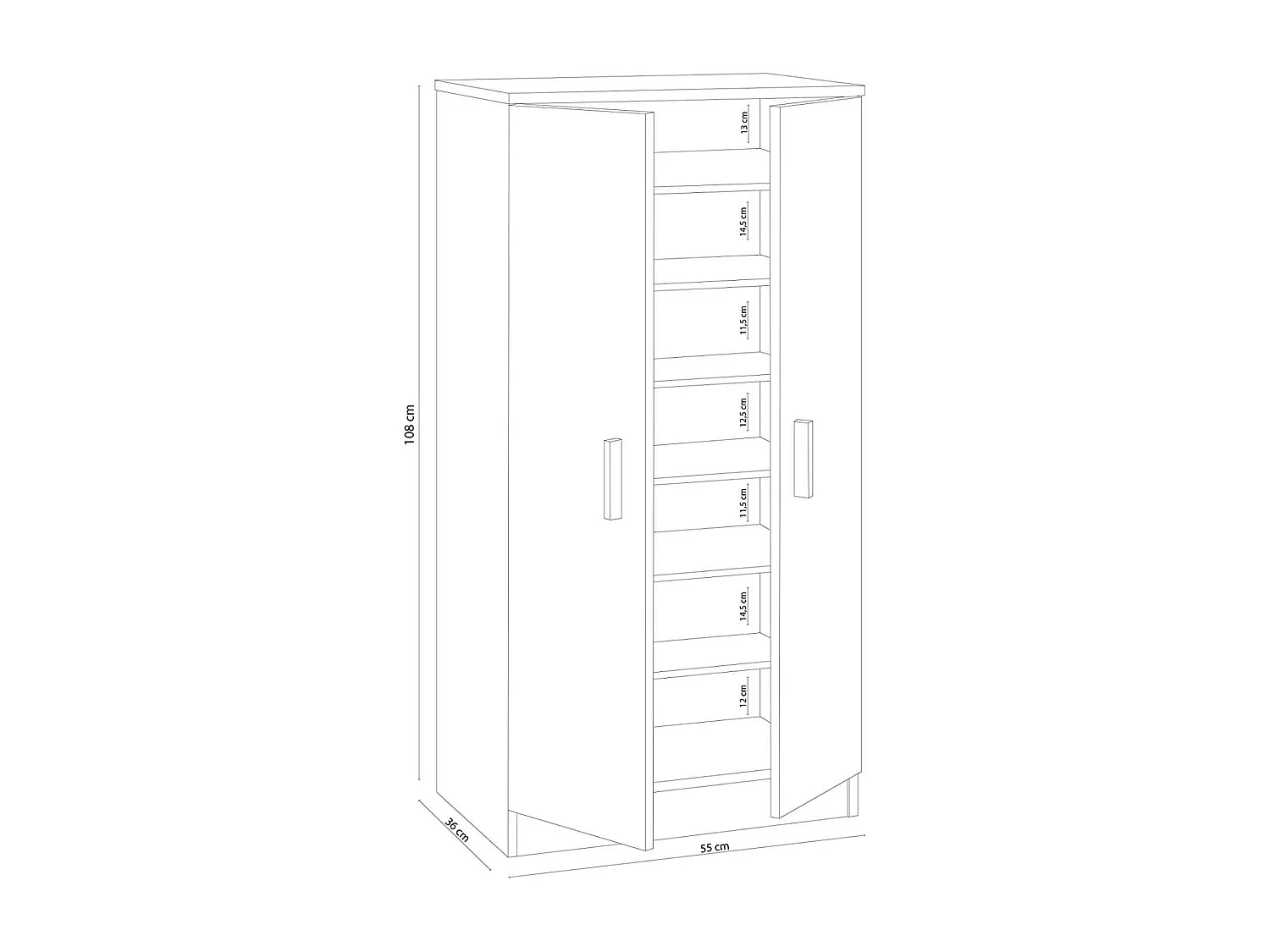 Armario multiusos 2 puertas Sfera en blanco 55 cm(ancho) 108 cm(altura) 35 cm(fondo)