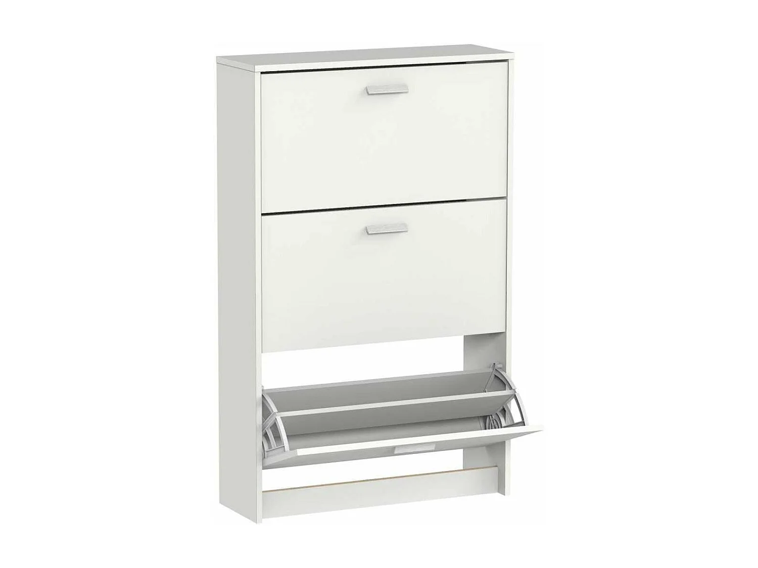 Zapatero 3 trampones Toledo en blanco. 74cm(ancho) 119.5cm(altura) 25cm(fondo)