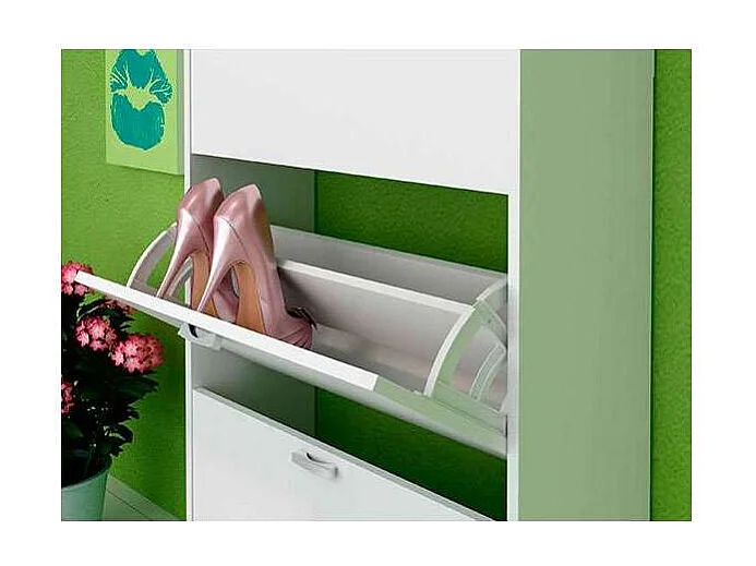 Mueble Zapatero Pili con 3 trampones en blanco. 70 cm(ancho) 120 cm(altura) 25 cm(fondo)