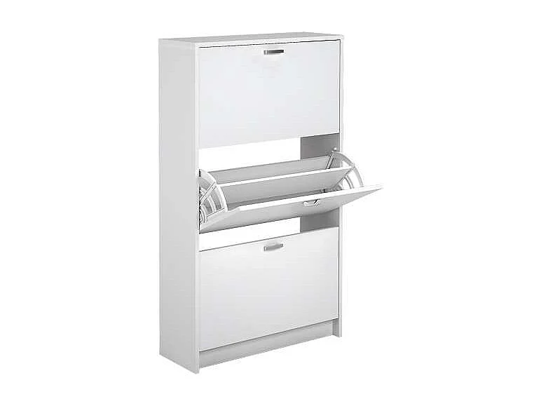 Mueble Zapatero Pili con 3 trampones en blanco. 70 cm(ancho) 120 cm(altura) 25 cm(fondo)