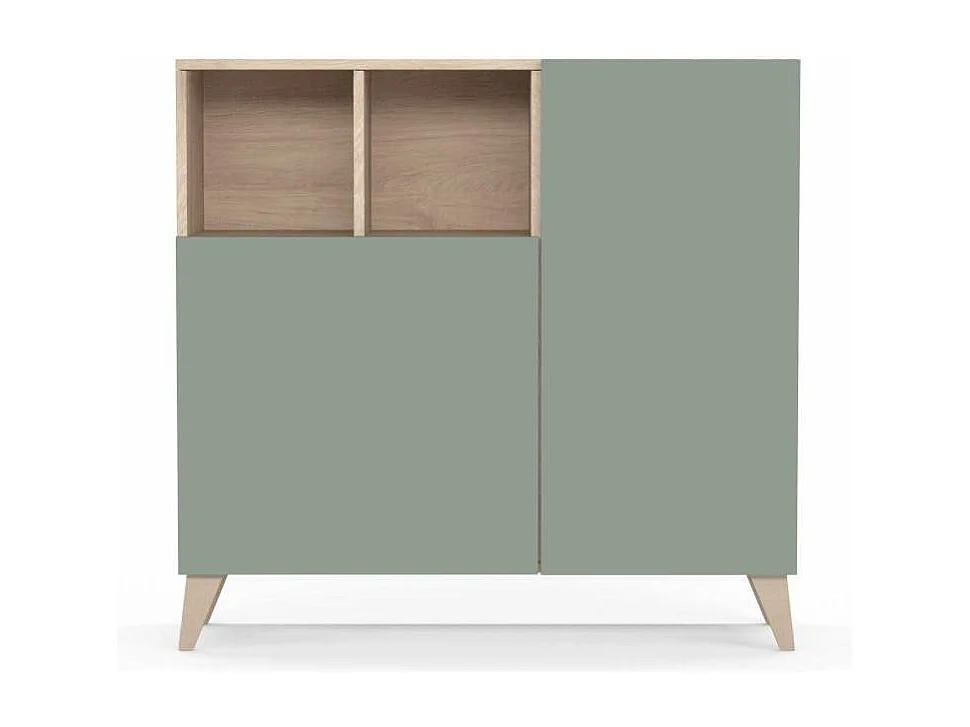 Recibidor zapatero modelo 510 acabado roble/verde, 90x90x26 (alto x ancho x fondo)