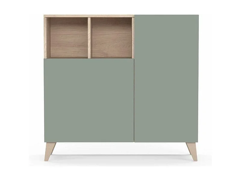 Recibidor zapatero modelo 510 acabado roble/verde, 90x90x26 (alto x ancho x fondo)