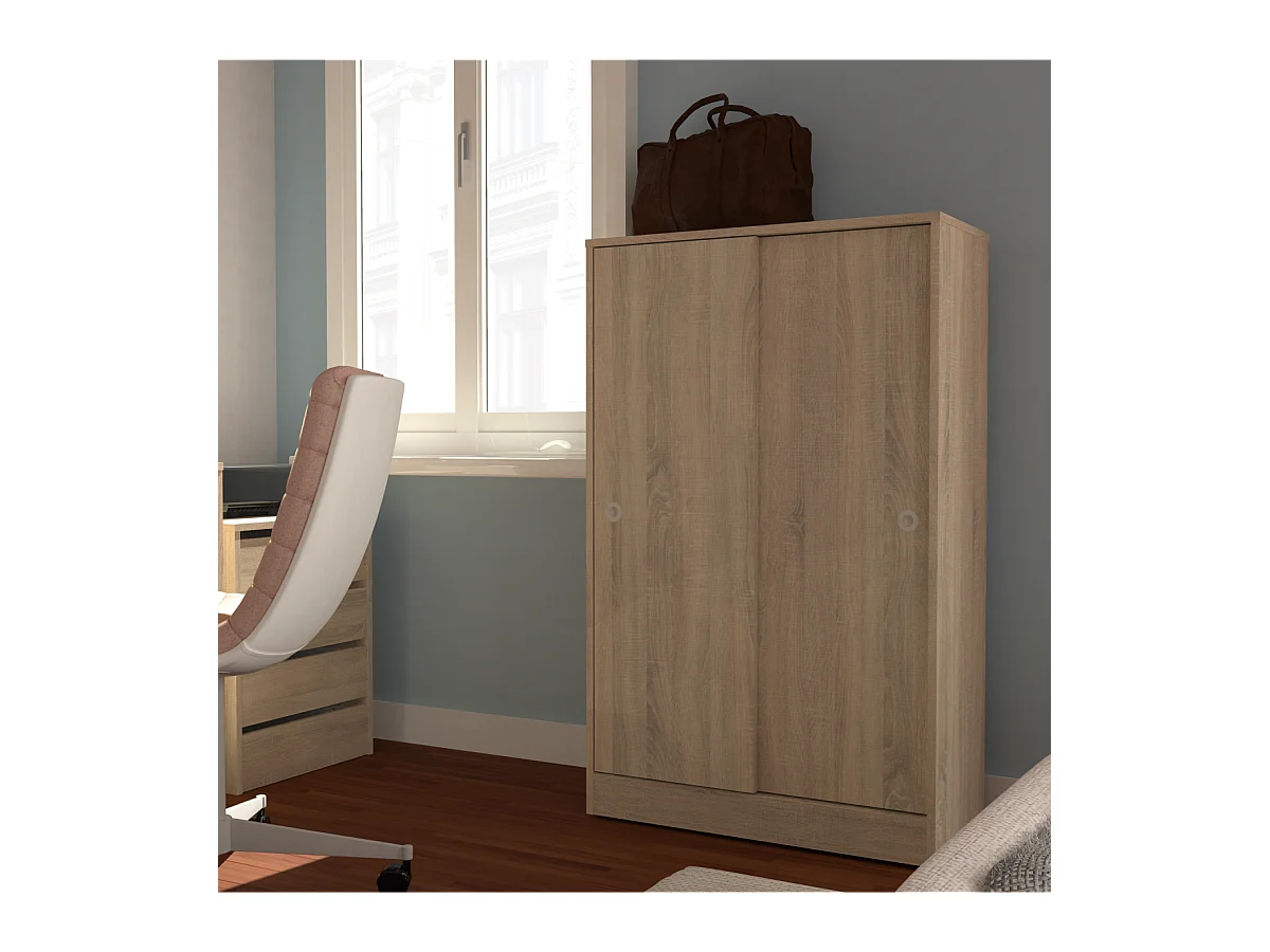 Armario bajo multiusos Tibet 2 correderas acabado roble cambrian, 120 cm(alto)74 cm(ancho)