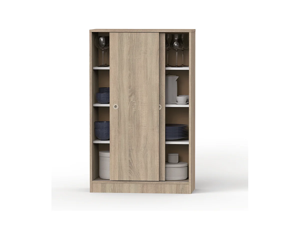 Armario bajo multiusos Tibet 2 correderas acabado roble cambrian, 120 cm(alto)74 cm(ancho)