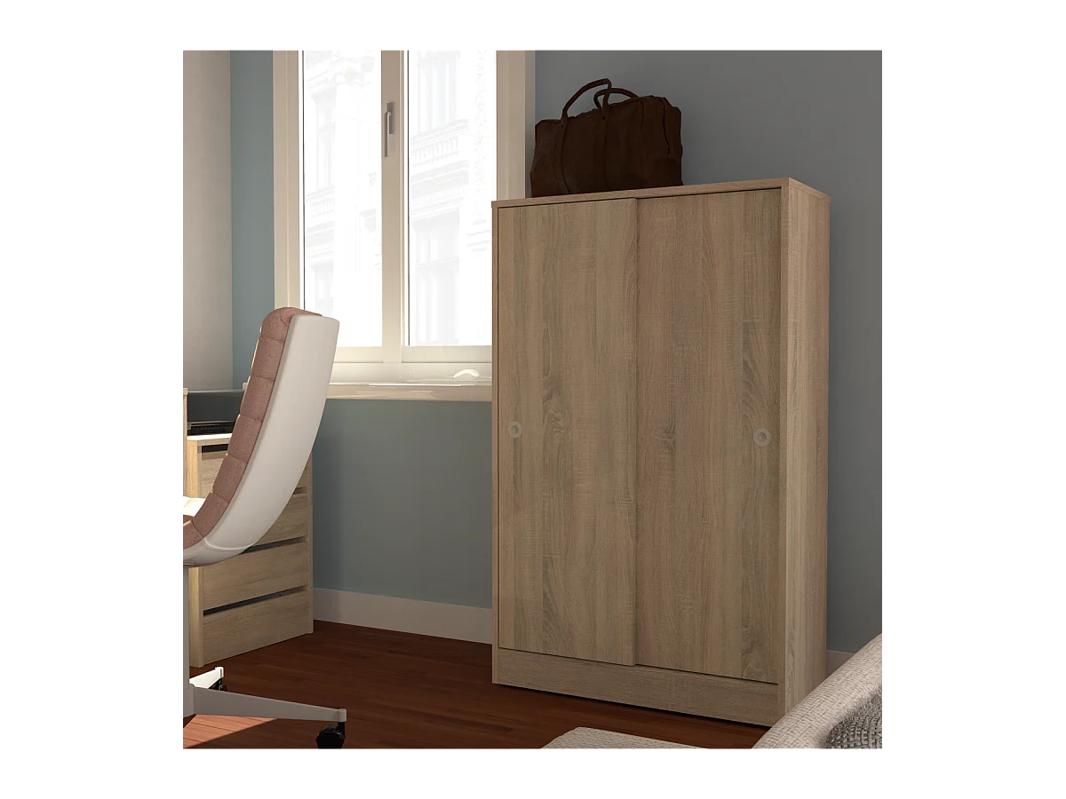 Armario bajo multiusos Tibet 2 correderas acabado roble cambrian, 120 cm(alto)74 cm(ancho)