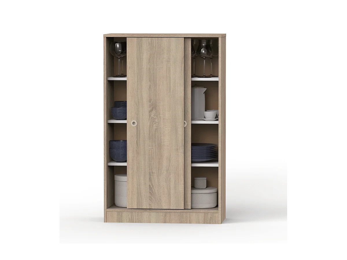 Armario bajo multiusos Tibet 2 correderas acabado roble cambrian, 120 cm(alto)74 cm(ancho)