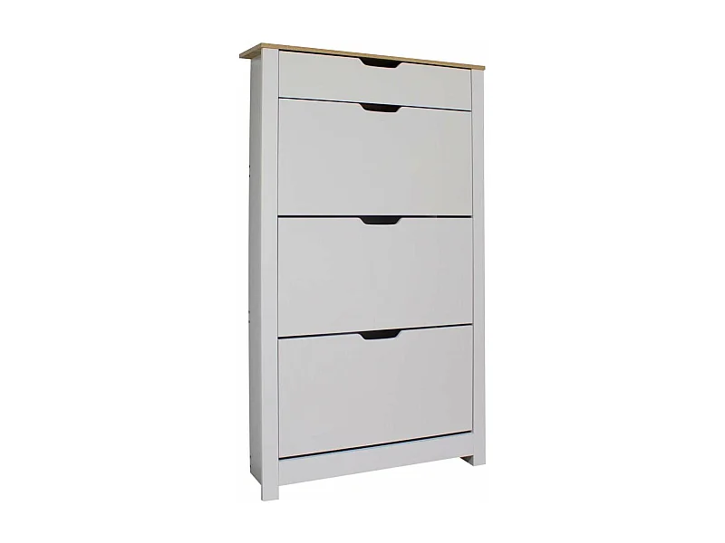 Armario Zapatero 3 trampones 1 cajón acabado blanco 78cm(ancho) 140cm(altura) 24cm(fondo)