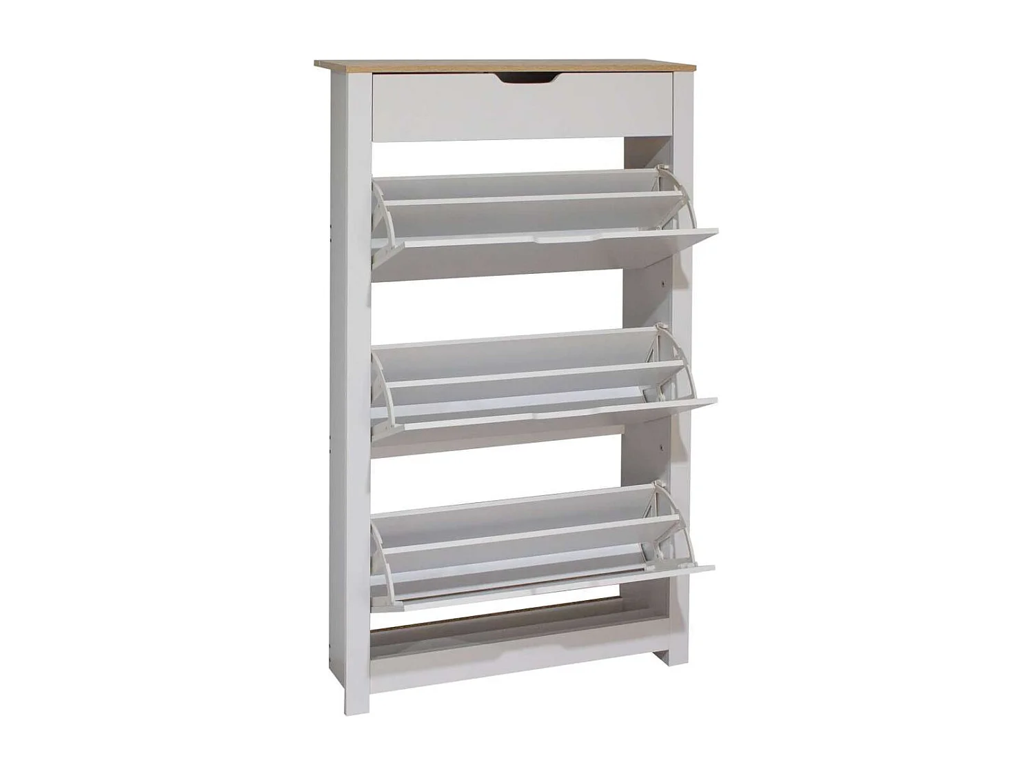 Armario Zapatero 3 trampones 1 cajón acabado blanco 78cm(ancho) 140cm(altura) 24cm(fondo)
