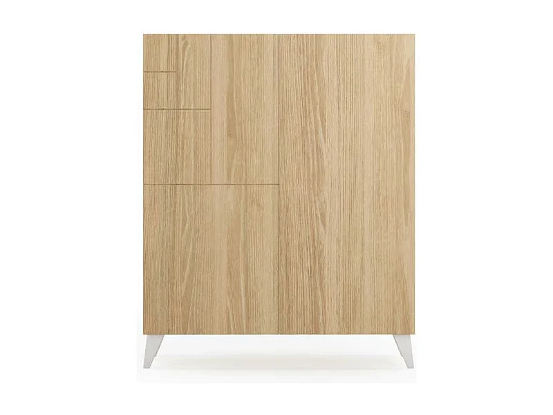 Zapatero 2 puertas modelo 514 acabado roble oscuro patas blancas, 112x90x27 (alto x ancho