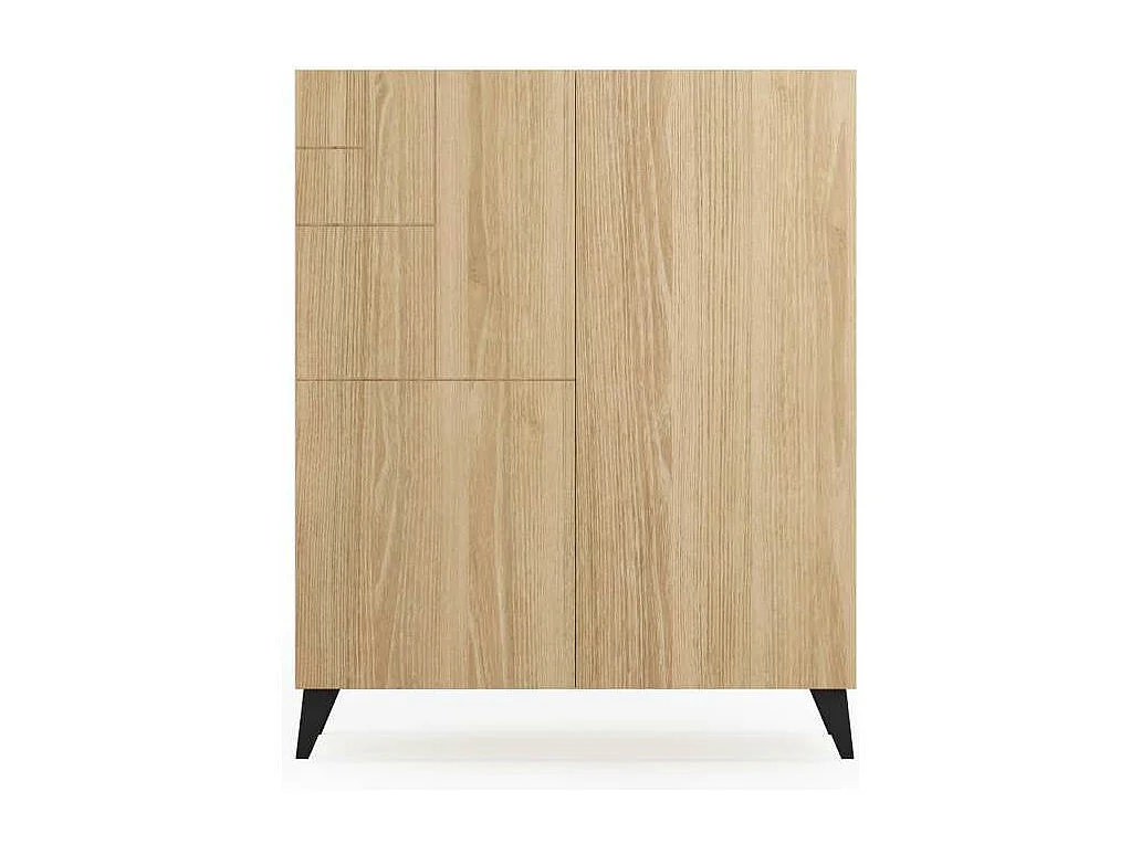 Zapatero 2 puertas modelo 514 acabado roble oscuro patas negras, 112x90x27 (alto x ancho x