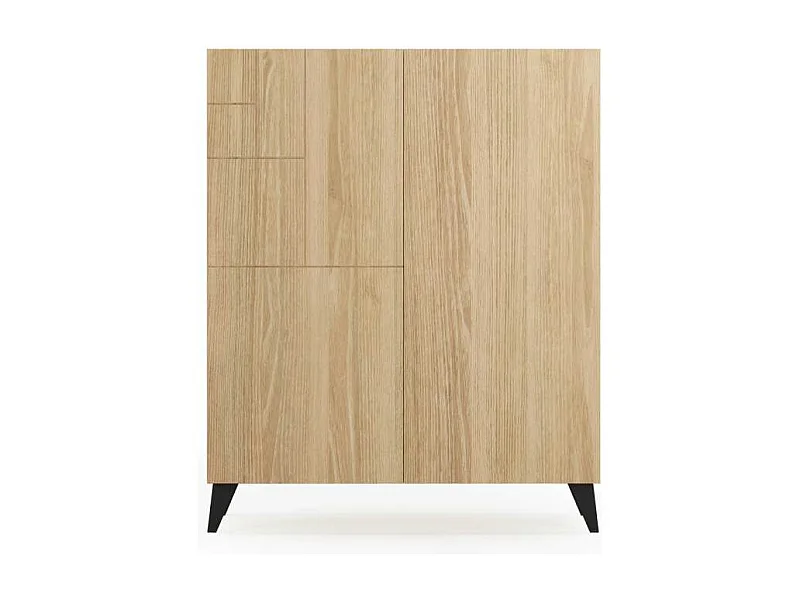 Zapatero 2 puertas modelo 514 acabado roble oscuro patas negras, 112x90x27 (alto x ancho x