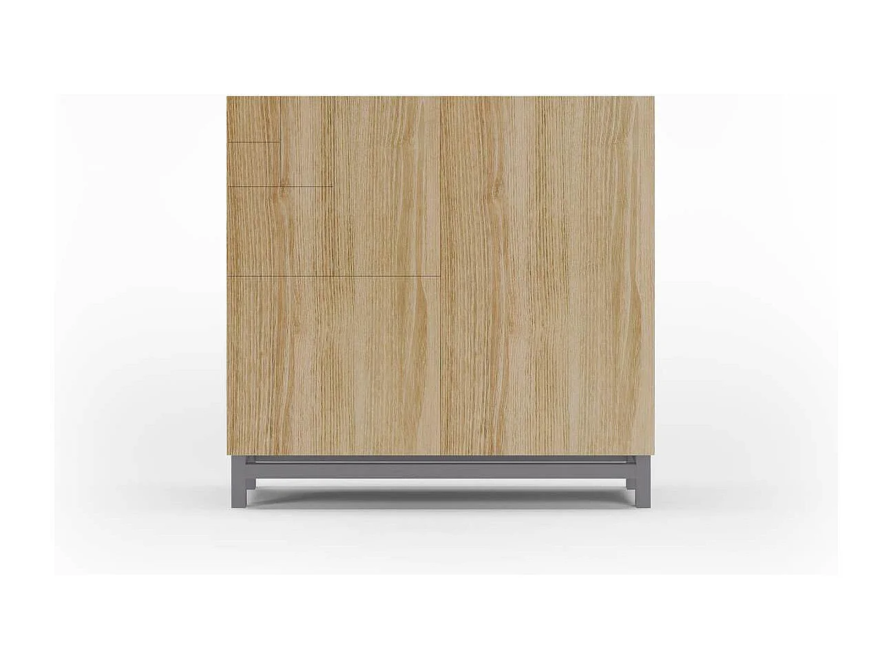 Zapatero 2 puertas modelo 513 acabado roble oscuro patas grises, 90x90x27 (alto x ancho x