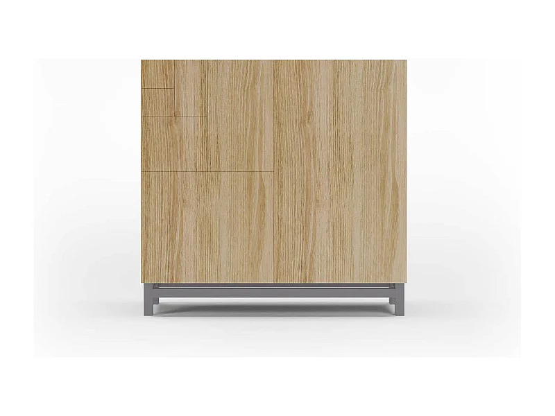 Zapatero 2 puertas modelo 513 acabado roble oscuro patas grises, 90x90x27 (alto x ancho x