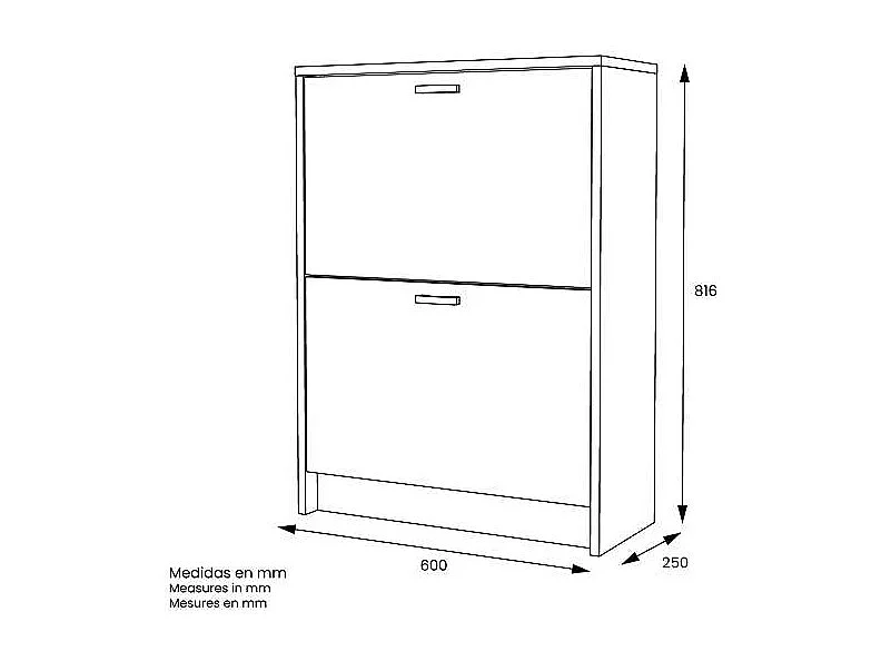 Mueble Zapatero Manila con 2 trampones en blanco. 60 cm(ancho) 81.6 cm(altura) 25 cm(fondo