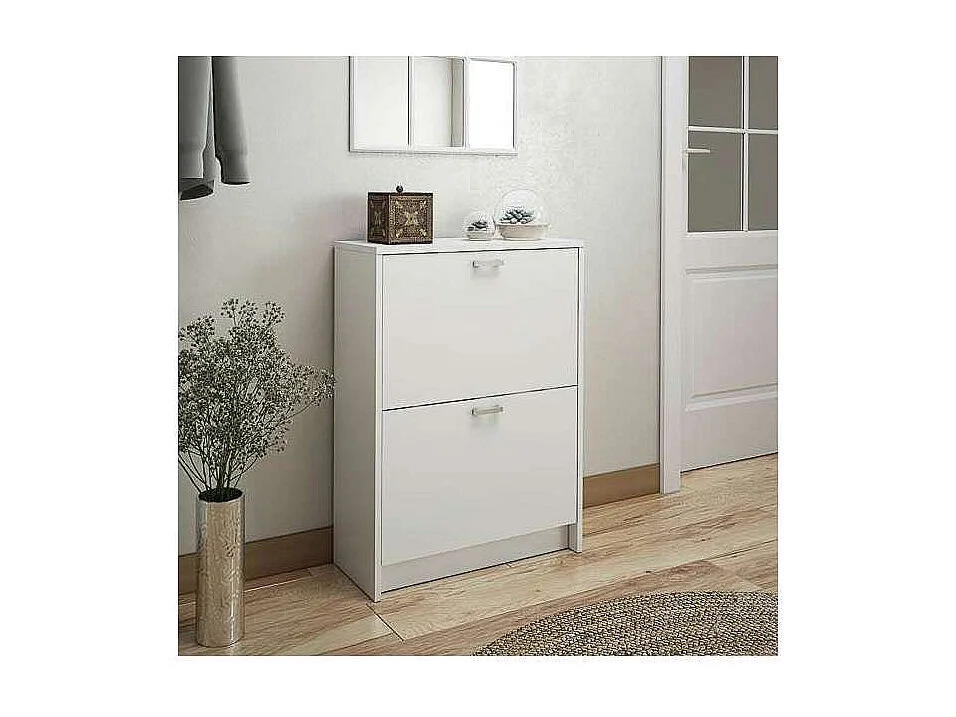 Mueble Zapatero Manila con 2 trampones en blanco. 60 cm(ancho) 81.6 cm(altura) 25 cm(fondo
