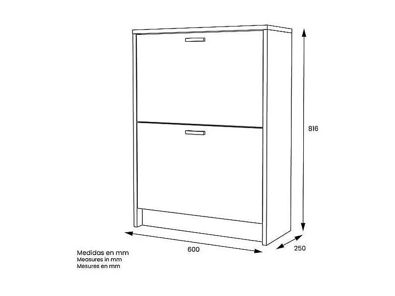 Mueble Zapatero Manila con 2 trampones en blanco. 60 cm(ancho) 81.6 cm(altura) 25 cm(fondo