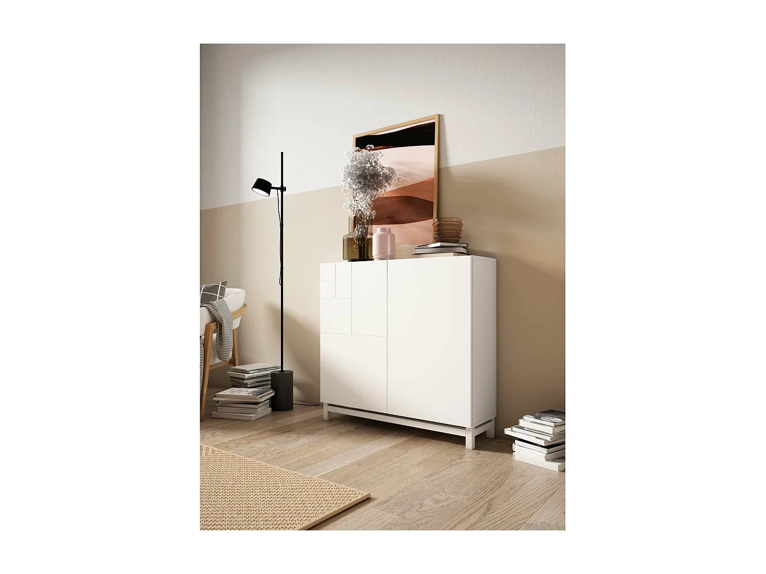 Zapatero 2 puertas modelo 513 acabado blanco, 90x90x27 (alto x ancho x fondo)