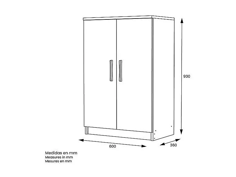 Armario Jupiter multiusos bajo en roble cortez. 60 cm(ancho) 90 cm(altura) 35.6 cm(fondo)