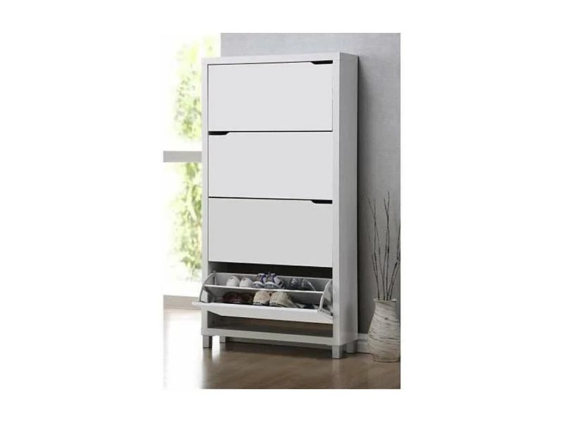 Zapatero 4 puertas kubox acabado blanco, 79 cm(ancho) 155 cm(altura) 24 cm(fondo)