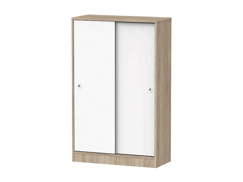 Armario bajo multiusos Tibet 2 correderas acabado roble cambrian/blanco, 120 cm(alto)74 cm