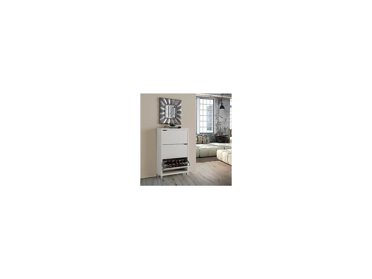 Zapatero 3 puertas kubox acabado blanco, 79 cm(ancho) 119 cm(altura) 24 cm(fondo)