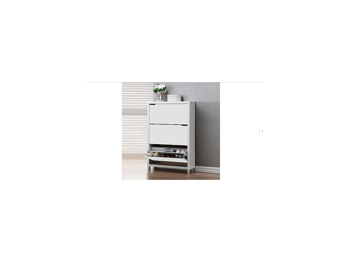 Zapatero 3 puertas kubox acabado blanco, 79 cm(ancho) 119 cm(altura) 24 cm(fondo)