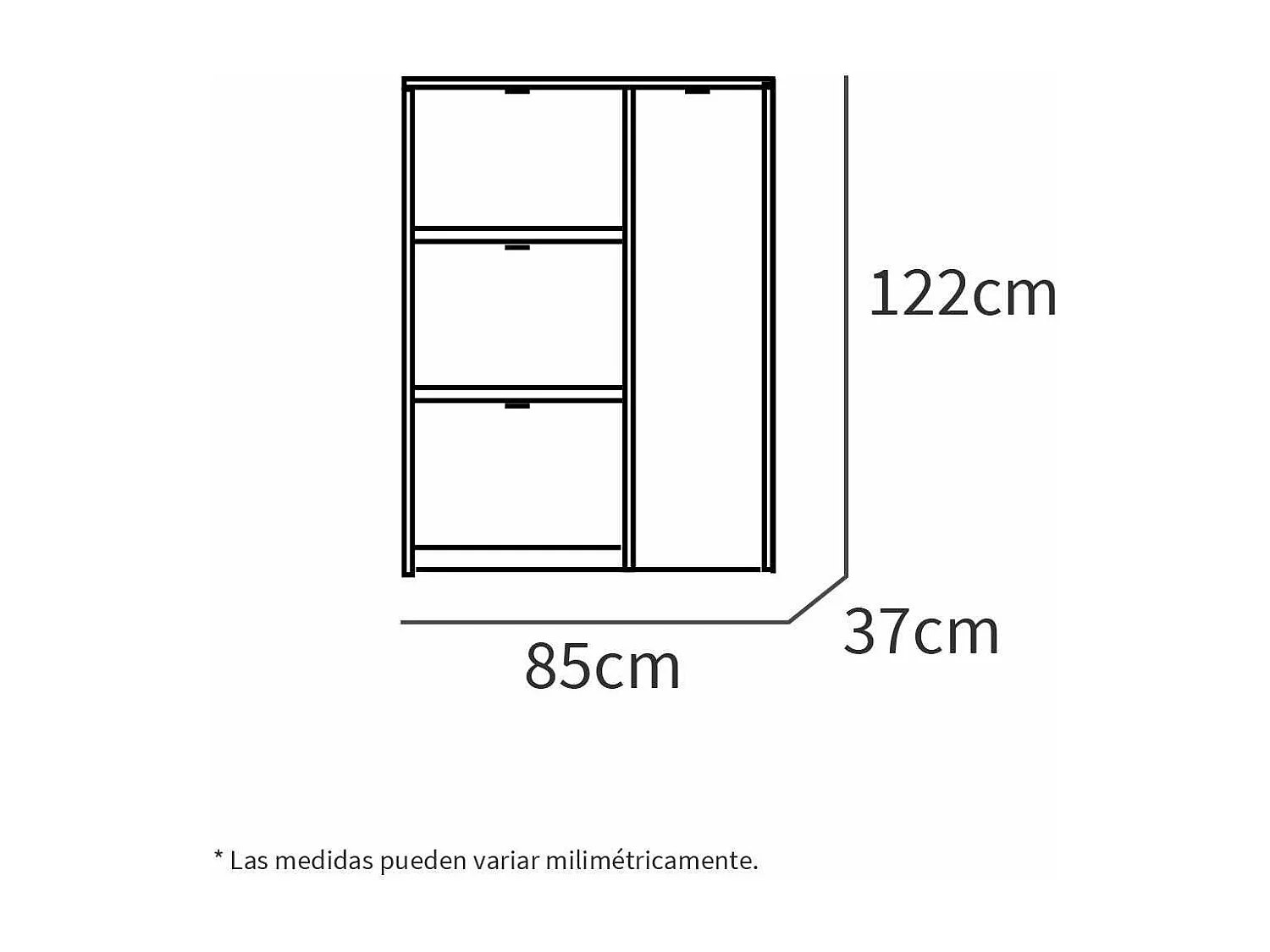 Zapatero 3 trampones y una puerta Trevi en roble cambrian. 85 cm(ancho) 122 cm(altura) 37