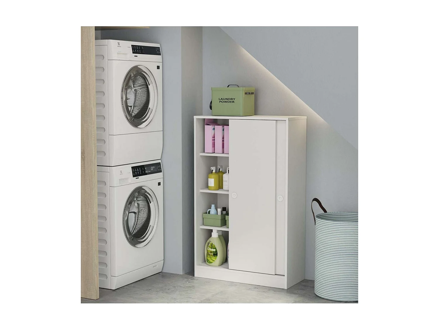 Armario bajo multiusos Tibet 2 correderas acabado blanco mate, 120 cm(alto)74 cm(ancho)33