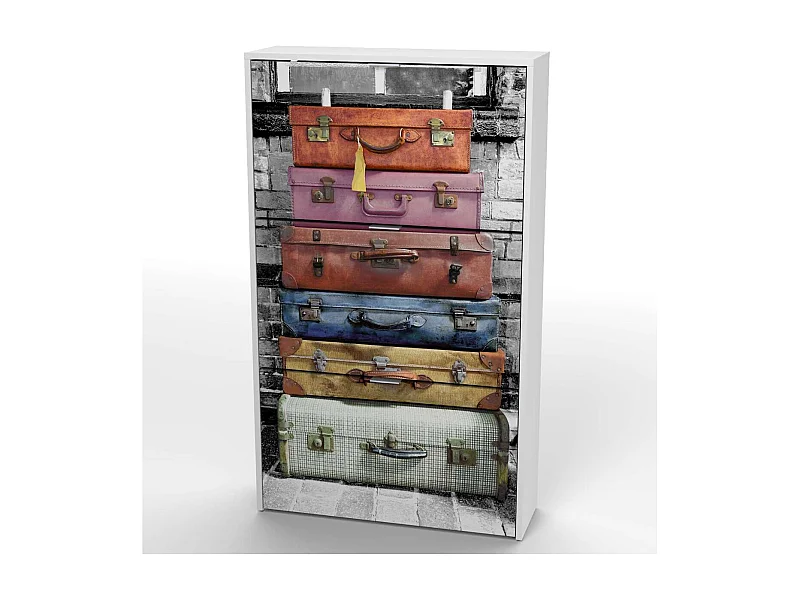 Armario Zapatero 3 trampones Maletas acabado blanco 60cm(ancho) 117cm(altura) 23.5cm(fondo